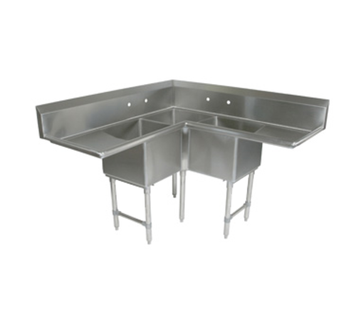 John Boos E3BCS-244-2D24 75" 3 Compartment Sink w/ 24"L x 24"W Bowl, 14" Deep-cityfoodequipment.com
