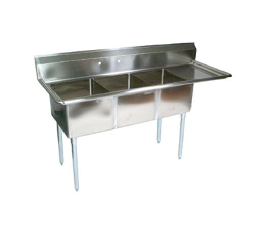 John Boos E3S8-1014-10R15 47 1/2" 3 Compartment Sink w/ 10"L x 14"W Bowl, 10" Deep-cityfoodequipment.com