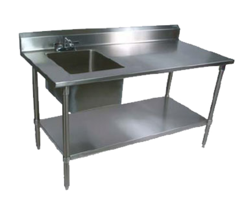 John Boos EPT6R5-3060SSK-L 60" Prep Table w/ Left-Side Sink & Deck Mount Faucet, Stainless Undershelf-cityfoodequipment.com