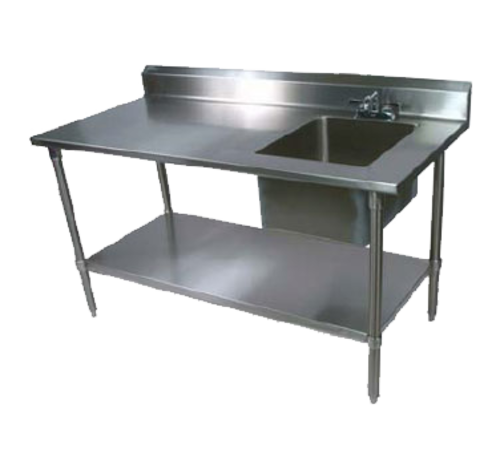 John Boos EPT6R5-3060SSK-R 60" Prep Table w/ Right-Side Sink & Deck Mount Faucet, Stainless Undershelf-cityfoodequipment.com