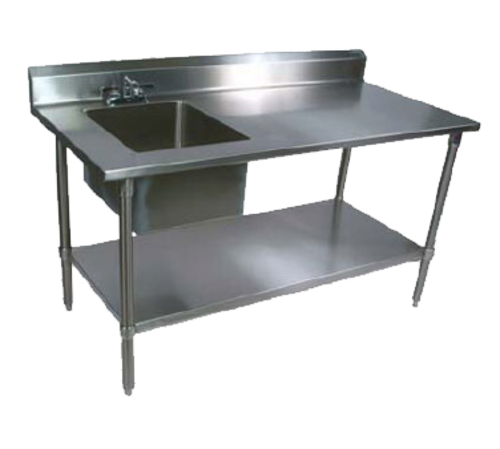 John Boos EPT6R5-3072GSK-L 72" Prep Table w/ Left-Side Sink & Deck Mount Faucet, Galvanized Undershelf-cityfoodequipment.com