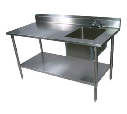 John Boos EPT6R5-3072GSK-R 72" Prep Table w/ Right-Side Sink & Deck Mount Faucet, Galvanized Undershelf-cityfoodequipment.com