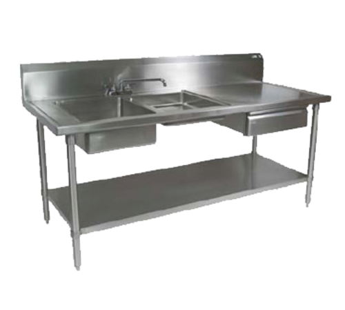 John Boos EPT6R10-DL2B-96L 96" Prep Table w/ (1) 16x20x8" & (1) 16x 20x4" Left-Side Bowl, Deck Mount-cityfoodequipment.com