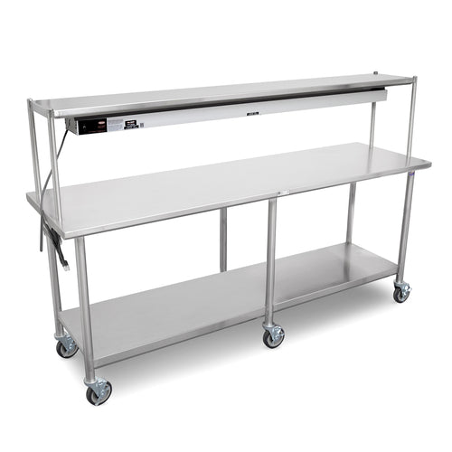 John Boos ET6-2484SSW-X 84" 16 ga Expediting Table w/ Infrared Foodwarmer - 300 Series Stainless Flat Top, 120v-cityfoodequipment.com