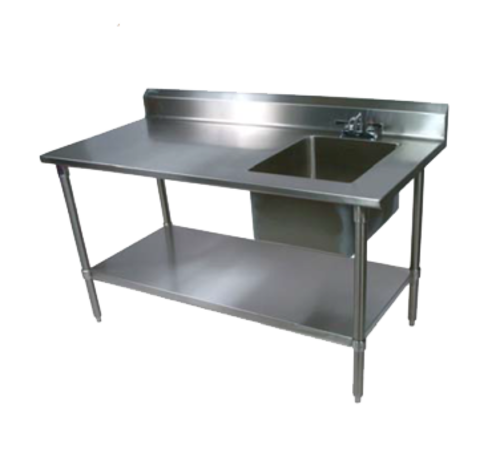 John Boos EPT8R5-3072GSK-R 72" Work Table w/ (1) Right Bowl, Galvanized Legs-cityfoodequipment.com