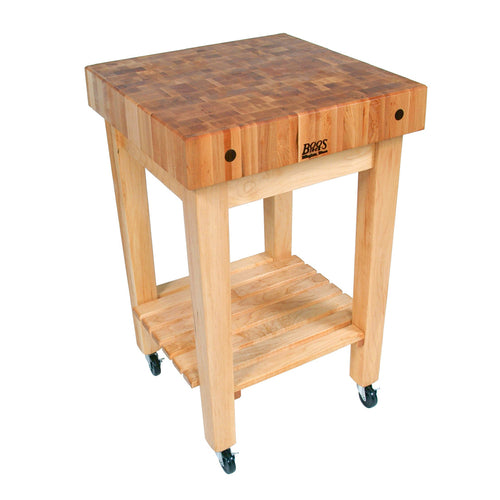 John Boos GB-C 4" Maple Top Butcher Block Work Table w/ Undershelf - 24"L x 24"D-cityfoodequipment.com