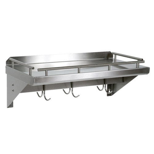 John Boos GRWS36-UB Cucina Mensola Grande, Wall Shelf with Pot Rack & Galley Rail, Stainless, 36"L-cityfoodequipment.com