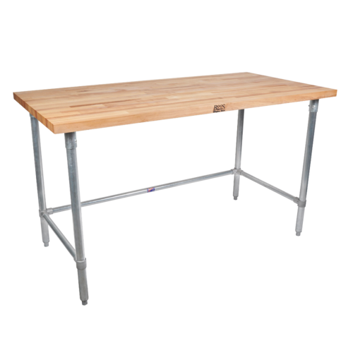 John Boos JNB04 Hard Rock Maple Work Table, Galvanized Legs, 24 x 72 x 36" H-cityfoodequipment.com