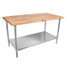 John Boos JNS03 Hard Rock Maple Work Table, Galvanized Shelf, 24 x 60 x 36" H-cityfoodequipment.com
