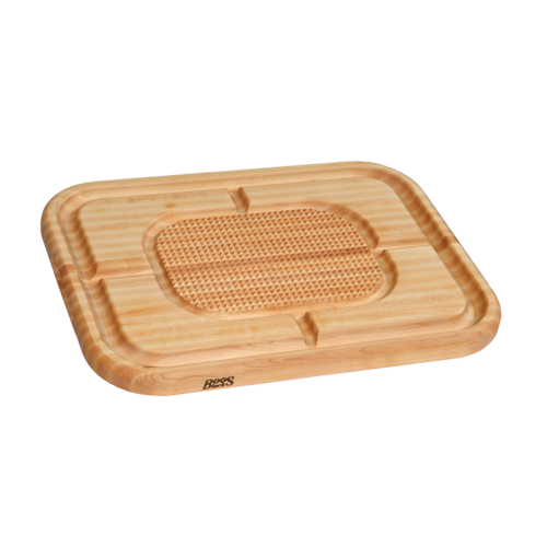 John Boos MN2418150-SM Carving Collection Board w/ Grooves, Grips & Pan, 18x24x2 1/4", MN Maple-cityfoodequipment.com