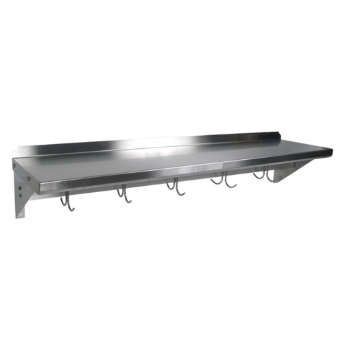 John Boos MENSL48-P Mensola, Wall Shelf with Pot Rack,Stainless, 12"Wide, 48"Long-cityfoodequipment.com