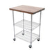 John Boos MET-WWC-2 Mobile Cart - Walnut Top, Adjustable Shelves, 33" x 27" x 36", Chrome-cityfoodequipment.com