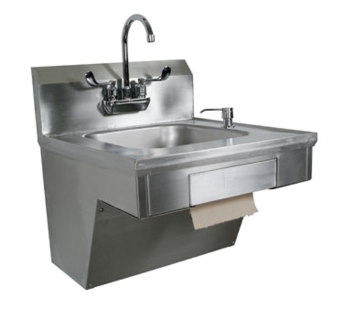 John Boos PBHS-ADA-P-STD Splash Mount Hand Sink w/ Gooseneck Faucet, 4" On-Center, 14 x 10 x 5" Bowl-cityfoodequipment.com