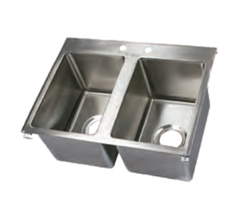 John Boos PB-DISINK101410-2 (2) Compartment Drop-in Sink - 10" x 14", Drain Included-cityfoodequipment.com
