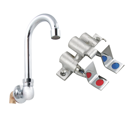 John Boos PBF-FV2-SM-35GLF Foot Valve w/ 3 1/2" Gooseneck Spout for Hand Sink-cityfoodequipment.com