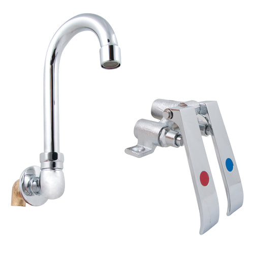 John Boos PBF-KV2-SM-35GLF Double Pedal Knee Valve w/ 3 1/2" Gooseneck Spout for Hand Sink-cityfoodequipment.com