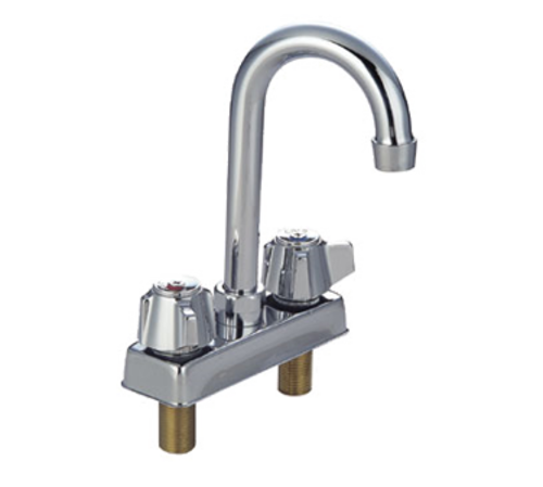 John Boos PBF-4-D-LF Deck Mount Faucet - 3 1/2" Gooseneck Spout, 4" Centers-cityfoodequipment.com