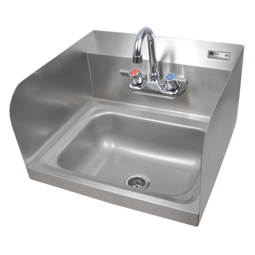 John Boos PBHS-W-1410-P-SSLR Wall Mount Commercial Hand Sink w/ 14"L x 10"W x 5"D Bowl, Side Splashes-cityfoodequipment.com