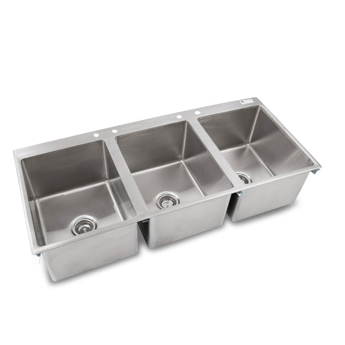 John Boos PB-DISINK162012-3 (3) Compartment Drop-in Sink - 16" x 20", Drain Included-cityfoodequipment.com