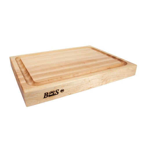 John Boos RA02-GRV Cutting Board, Grooved w/ Handle Grips, 15x20x2 1/4", Hard Rock Maple-cityfoodequipment.com