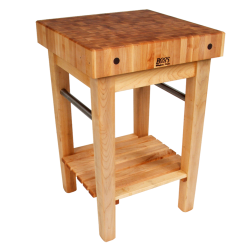 John Boos PPB3030 4" Maple Top Butcher Block Work Table w/ Undershelf- 30"L x 30"D-cityfoodequipment.com