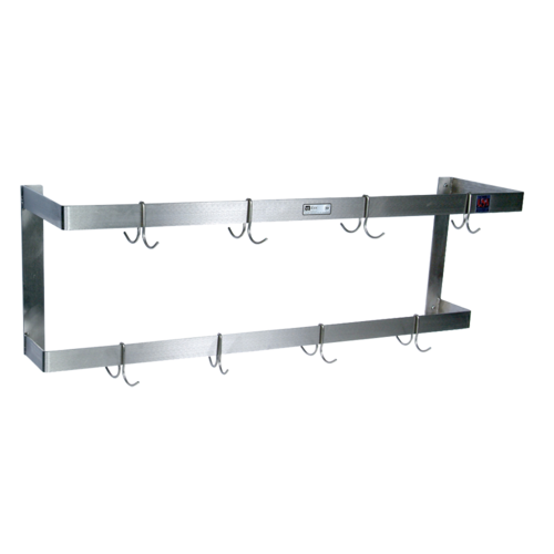 John Boos PRW25 120" Wall-Mount Pot Rack w/ (20) Double Hooks, Stainless Steel-cityfoodequipment.com