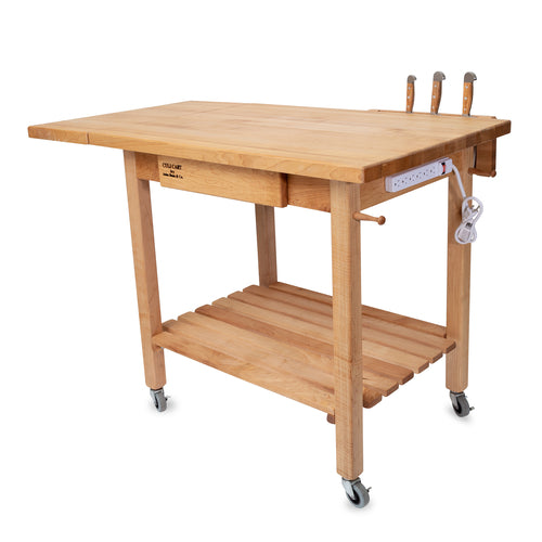 John Boos QCL Deluxe Culi Cart, 24" X 36" X 36 in, Hard Rock Maple, 12"Drop Leaf-cityfoodequipment.com