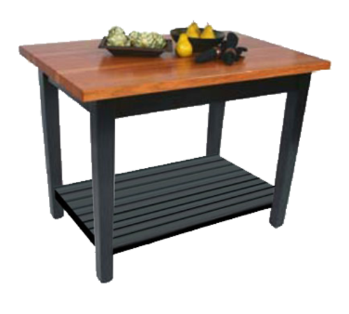 John Boos RN-C4830-S Le Classique Table, 1 1/2" Edge Grain Cherry, Black Base, 1 Shelf, 48 x 30"-cityfoodequipment.com