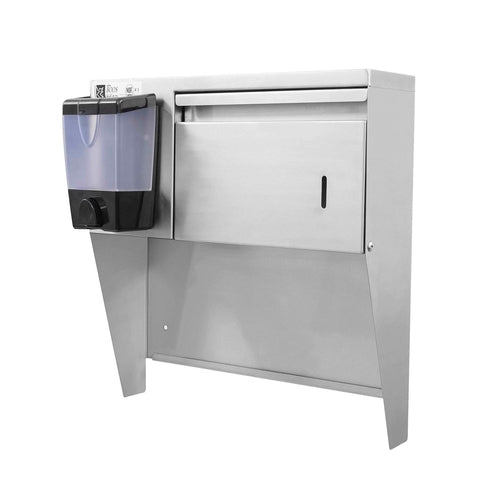 John Boos PB-STD-1410-X Wall Mount Paper Towel & Soap Dispenser for 17"W Hand Sinks, Stainless Steel-cityfoodequipment.com