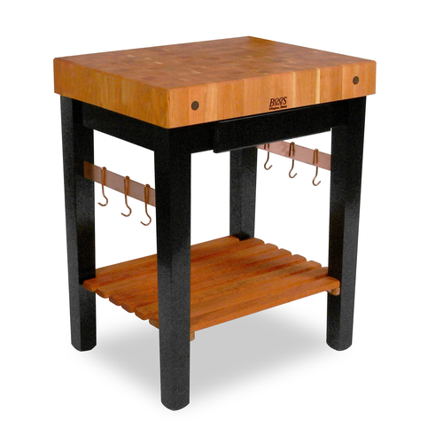 John Boos RN-PPB2424 4" Cherry Top Butcher Block Work Table w/ Undershelf - 24"L x 24"D-cityfoodequipment.com