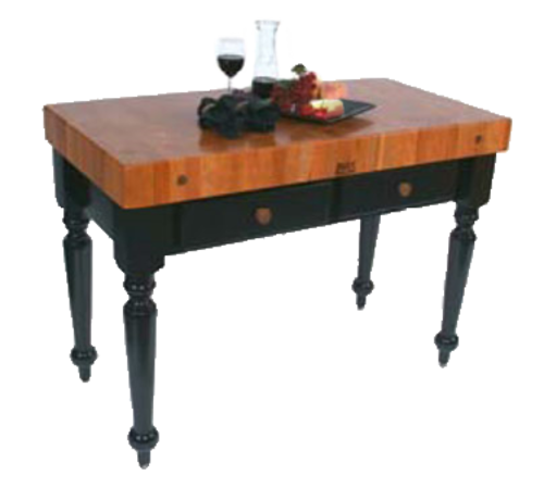 John Boos RN-LR04 Le Rustica Table, 4" Thick End Grain Cherry Block, Black Base, 30 x 24"-cityfoodequipment.com