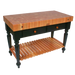 John Boos RN-LR04-SSL Le Rustica Table, 4" Thick End Grain Cherry Top, Shelf, Black Base, 30 x 24"-cityfoodequipment.com