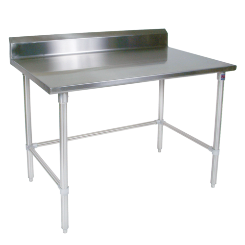 John Boos ST4R5-2460GBK 60" 14 ga Work Table w/ Open Base & 300 Series Stainless Top, 5" Backsplash-cityfoodequipment.com