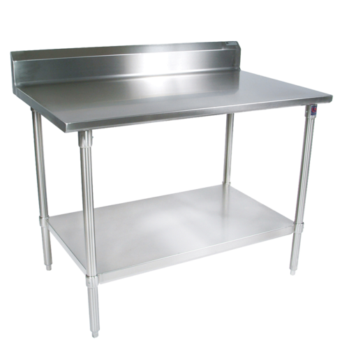 John Boos ST4R5-3048GSK 48" 14 ga Work Table w/ Undershelf & 300 Series Stainless Top, 5" Backsplash-cityfoodequipment.com