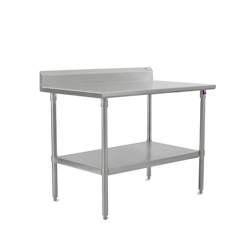John Boos ST6R5-2484GSK-X 84" 16 ga Work Table w/ Undershelf & 300 Series Stainless Top, 5" Backsplash-cityfoodequipment.com