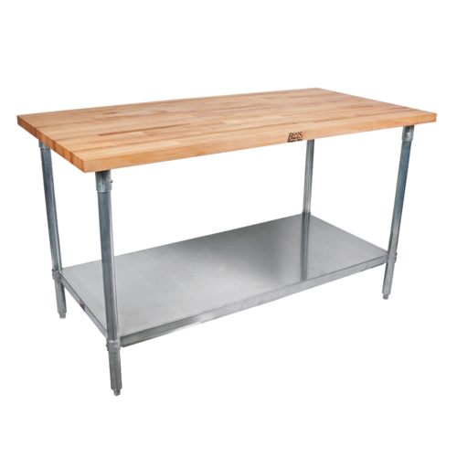John Boos TNS01 2 1/4" Maple Top Work Table w/ Undershelf, 36"L x 24"D-cityfoodequipment.com