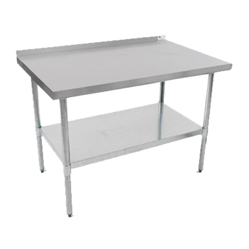 John Boos UFBLS2418 24" 18 ga Work Table w/ Undershelf & 430 Series Stainless Top, 1 1/2" Backsplash-cityfoodequipment.com