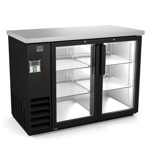 Kelvinator Commercial KCHBB48G 49" Bar Refrigerator - 2 Swinging Glass Doors, Black, 115v-cityfoodequipment.com