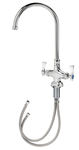 Krowne 16-302L Deck Mount Double Pantry Faucet - 8 1/2" Gooseneck Spout, Single Hole-cityfoodequipment.com