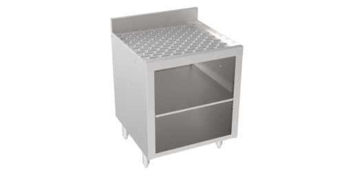 Krowne 18-GSB3 Silver Series Under Bar Glass Storage Unit - Open Base, 3" Back Splash, 24" x 22 1/2"-cityfoodequipment.com