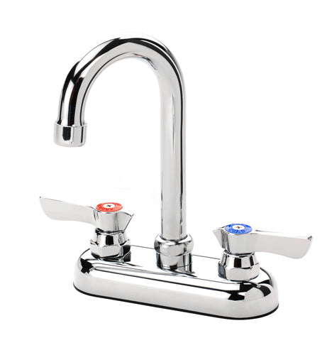 Krowne 11-400L Deck Mount Faucet - 3 1/2" Gooseneck Spout, 4" Centers-cityfoodequipment.com
