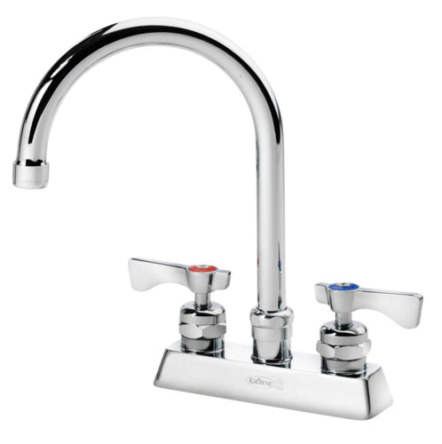 Krowne 15-301L Deck Mount Faucet - 6" Gooseneck Spout, 4" Centers-cityfoodequipment.com