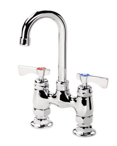 Krowne 15-425L Deck Mount Faucet - 3 1/2" Gooseneck Spout, 4" Centers-cityfoodequipment.com