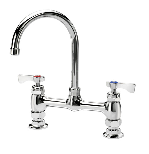 Krowne 15-801L Deck Mount Faucet - 6" Gooseneck Spout, 8" Centers-cityfoodequipment.com