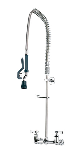 Krowne 17-108WL 36"H Wall Mount Pre Rinse Faucet - 1 1/5 GPM, Base with Nozzle-cityfoodequipment.com