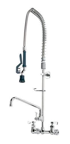 Krowne 17-109WL 36"H Wall Mount Pre Rinse Faucet - 1 1/5 GPM, Base with Nozzle-cityfoodequipment.com