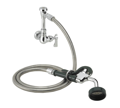 Krowne 19-101L 8"H Wall Mount Pre Rinse Faucet - 1 3/5 GPM, Base with Nozzle-cityfoodequipment.com