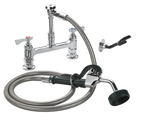 Krowne 19-208L 10 1/2"H Deck Mount Pre Rinse Faucet - 1 3/5 GPM, Base with Nozzle-cityfoodequipment.com