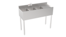 Krowne 18-43L 48" Silver Series 3 Compartment Sink w/ 10"L x 14"W Bowls, 7" Deep-cityfoodequipment.com