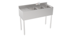 Krowne 18-43R 48" Silver Series 3 Compartment Sink w/ 10"L x 14"W Bowls, 7" Deep-cityfoodequipment.com